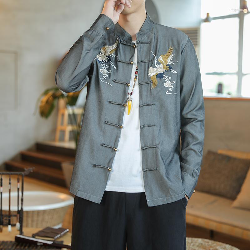 Ethnic Clothing 2023 Autumn And Winter Chinese Style Men's Denim Embroidered Coil Button Shirt Stand Collar Tops Coat
Ethnic Clothing 2023 Autumn And Winter Chinese Style Men's Denim Embroidered Coil Button Shirt Stand Collar Tops Coat