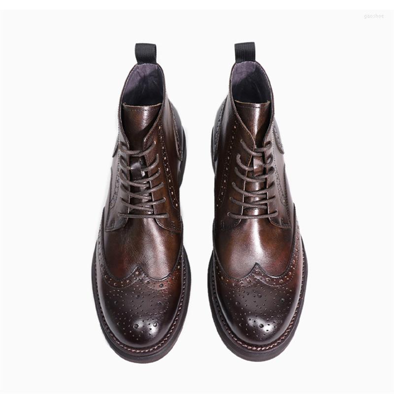 Dress Shoes Cow Skin Leather Dressing Brogue Stylish Man's Lace Boots Classic British Vintage High Top, Brown
Dress Shoes Cow Skin Leather Dressing Brogue Stylish Man's Lace Boots Classic British Vintage High Top, Brown