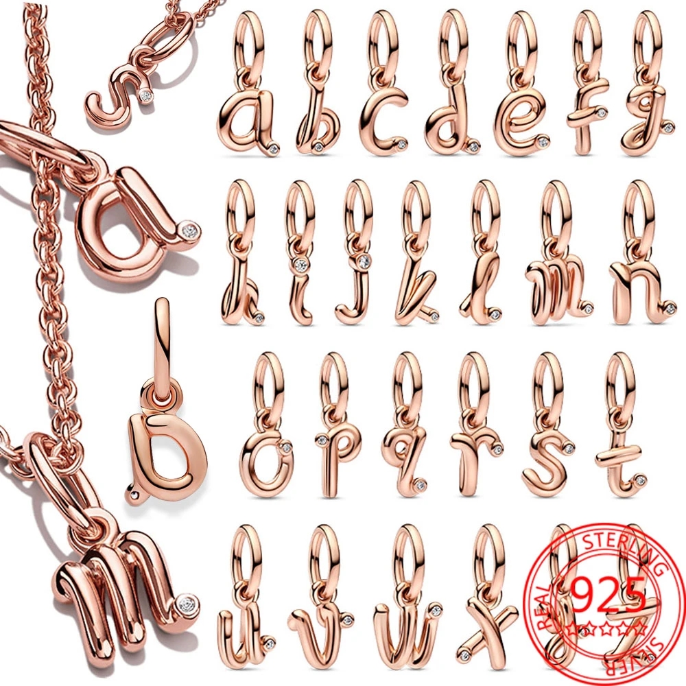 2023 New S925 Sterling Silver Rose Gold Letter a-z Script Alphabet Dangle Charms Fit Pandora Bracelet Pendant DIY Romantic Jewelry Gift
2023 New S925 Sterling Silver Rose Gold Letter a-z Script Alphabet Dangle Charms Fit Pandora Bracelet Pendant DIY Romantic Jewelry Gift
