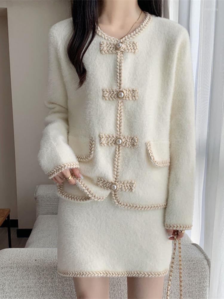 Work Dresses Winter Korean Fashion Knitted 2 Piece Set Elegant Women Imitation Mink Fleece Cardigan Jackets Coat A-line Mini Skirt Suits, Black
Work Dresses Winter Korean Fashion Knitted 2 Piece Set Elegant Women Imitation Mink Fleece Cardigan Jackets Coat A-line Mini Skirt Suits, Black