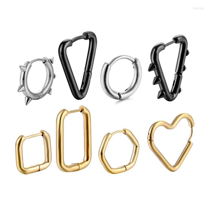 Hoop Earrings 1 Pair Gothic Stainless Steel Ear Buckle For Women/Man Square Peach Heart Round Anti-allergic Punk Hip Hop Jewelry 
Hoop Earrings 1 Pair Gothic Stainless Steel Ear Buckle For Women/Man Square Peach Heart Round Anti-allergic Punk Hip Hop Jewelry