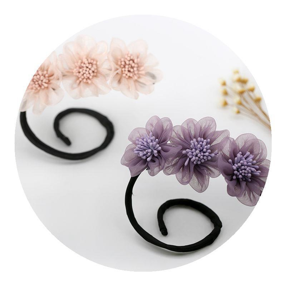 New Flower Magic Bun Maker Ribbon Hairbands Donut Hairpin Hair Bands Fashion Girl Women Diy Hairstyle Headband Tools Accessories 1648