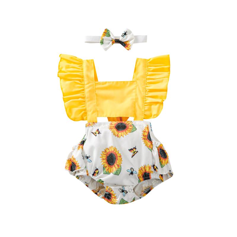 Jumpsuits Born Baby Girl Clothes Ruffle Sunflower Print Romper Headband 2Pcs Summer Sleeveless Outfits Sunsuit For 0-24 Months, Picture shown
Jumpsuits Born Baby Girl Clothes Ruffle Sunflower Print Romper Headband 2Pcs Summer Sleeveless Outfits Sunsuit For 0-24 Months, Picture shown