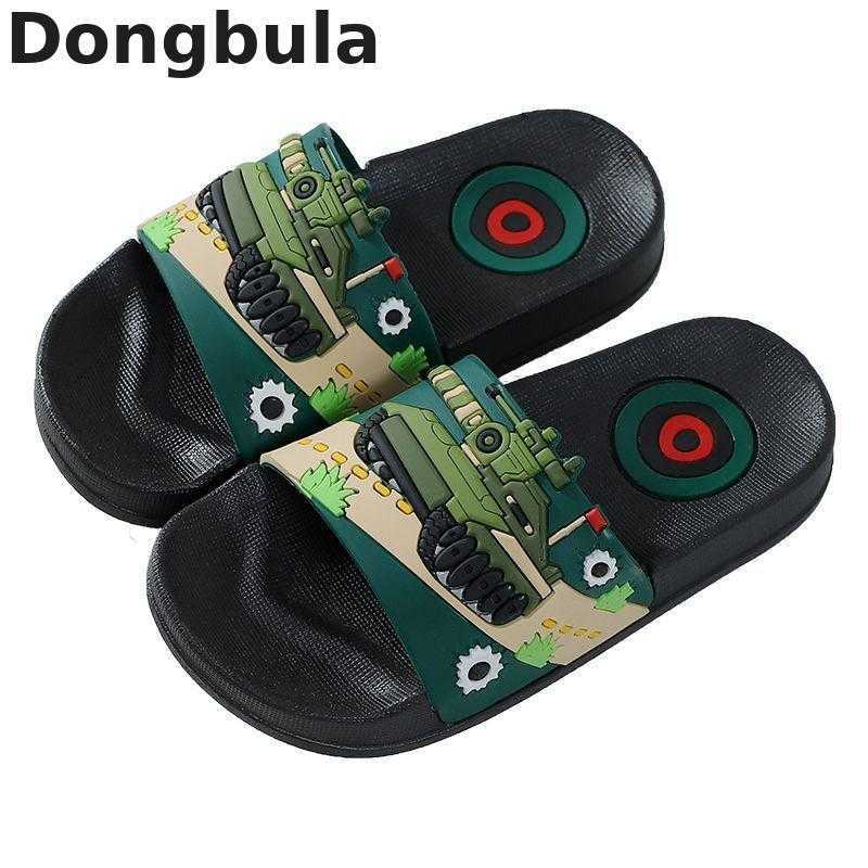 Slipper Summer Cartoon Tank Children's Slippers For Boys Girls Slippers Pvc Home Flip Flops Non-slip Big Kids Beach Sandals 3-14 Years W0217