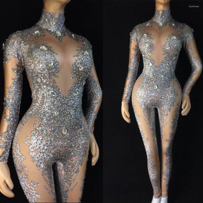 Stage Wear Silver Long Sleeve Beading High Elasticity Jumpsuit Performance Party Celebrate Luxurious Shining Clothing Female Costumes, Jumpsuits
Stage Wear Silver Long Sleeve Beading High Elasticity Jumpsuit Performance Party Celebrate Luxurious Shining Clothing Female Costumes, Jumpsuits