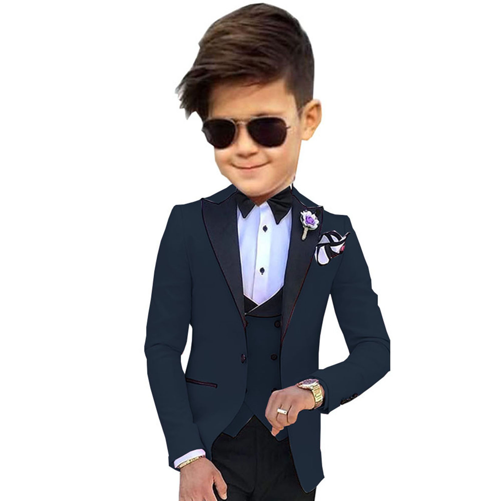 Formal Boys Suit Wedding Kids Tuxedo 3 Piece Jacket Pants Vest Set Child Blazer Custom Children Suits for 3-16 Years