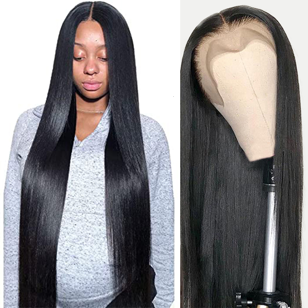 

Human Chignons 13x4 13x6 HD Transparent Lace Front Wigs Hair 40 inch Bone Straight Frontal PrePlucked 5x5 6x6 Closure Wig 230217