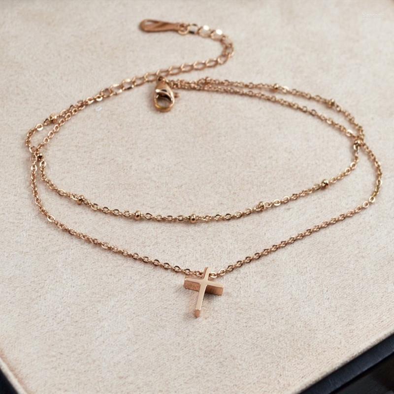 Anklets Stainless Steel Double Chains Cross Ankle Bracelet For Women Sandals Acessories Fashion Rose Gold Color Foot Jewelry
Anklets Stainless Steel Double Chains Cross Ankle Bracelet For Women Sandals Acessories Fashion Rose Gold Color Foot Jewelry