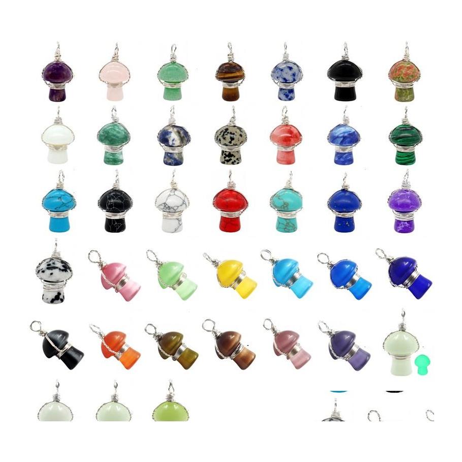 Charms Wire Wrap Natural Gem Stone Carved 2Cm Mushroom Quartz Crystal Opal Amethyst Tiger Eye Pendant Diy Necklaces Earrings Drop De Dhafx
Charms Wire Wrap Natural Gem Stone Carved 2Cm Mushroom Quartz Crystal Opal Amethyst Tiger Eye Pendant Diy Necklaces Earrings Drop De Dhafx