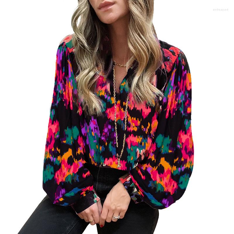 Women' Blouses Fashion V-neck Lantern Long Sleeve Tops Chiffon Blouse 2023 Products Colorful Print Shirt Bluson Mujer De Moda 24752, Black
Women' Blouses Fashion V-neck Lantern Long Sleeve Tops Chiffon Blouse 2023 Products Colorful Print Shirt Bluson Mujer De Moda 24752, Black