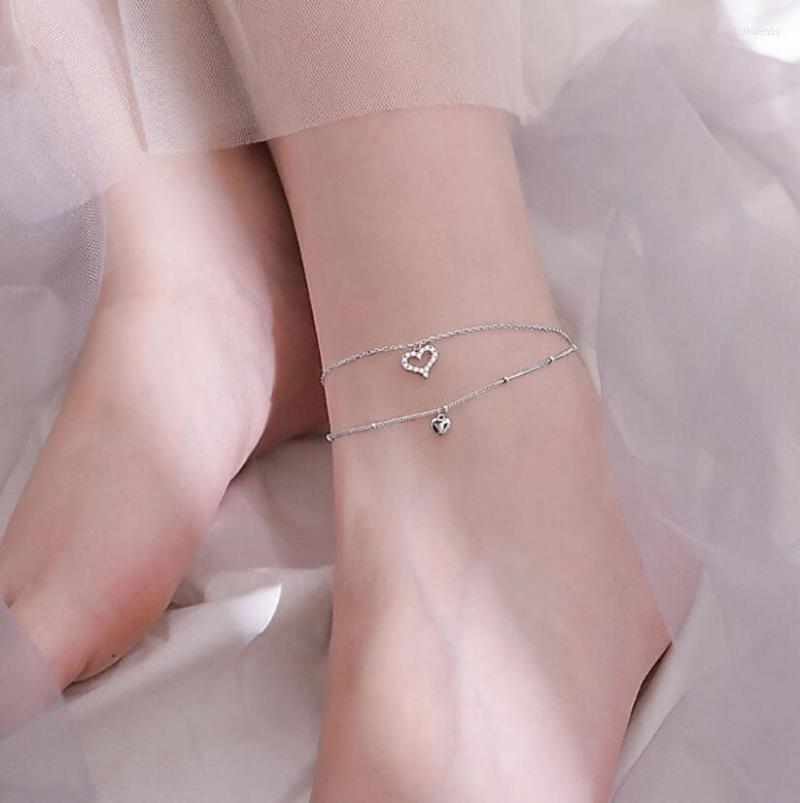 Anklets Double Layer Love Heart Anklet Bracelet Silver Color Cubic Zircon Sandals Foot Jewelry S-B328
Anklets Double Layer Love Heart Anklet Bracelet Silver Color Cubic Zircon Sandals Foot Jewelry S-B328