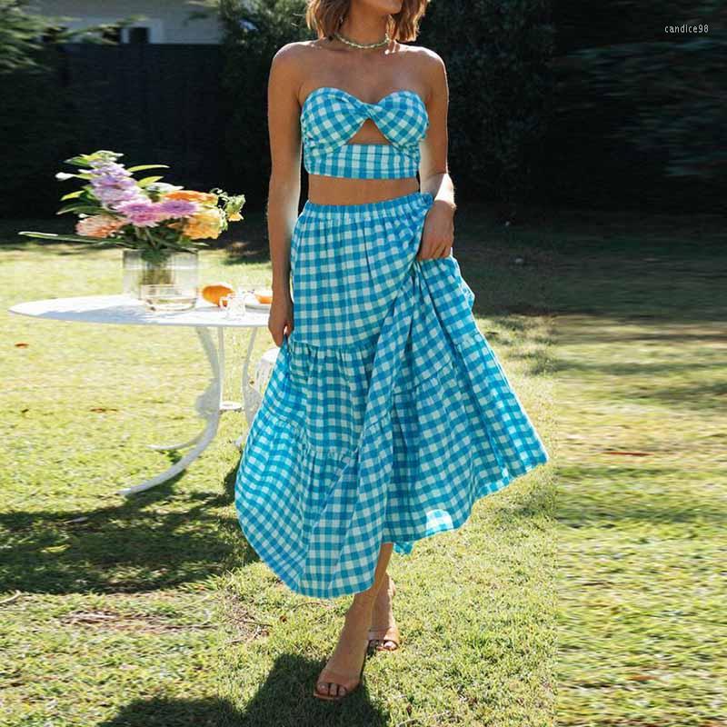 Work Dresses Women Sexy Two Piece Clothes Set Skirts Suit Plaid Printed Tube Tops Elastic Waist Loose Long Skirt Female Outfits Sets Summer, Pink
Work Dresses Women Sexy Two Piece Clothes Set Skirts Suit Plaid Printed Tube Tops Elastic Waist Loose Long Skirt Female Outfits Sets Summer, Pink