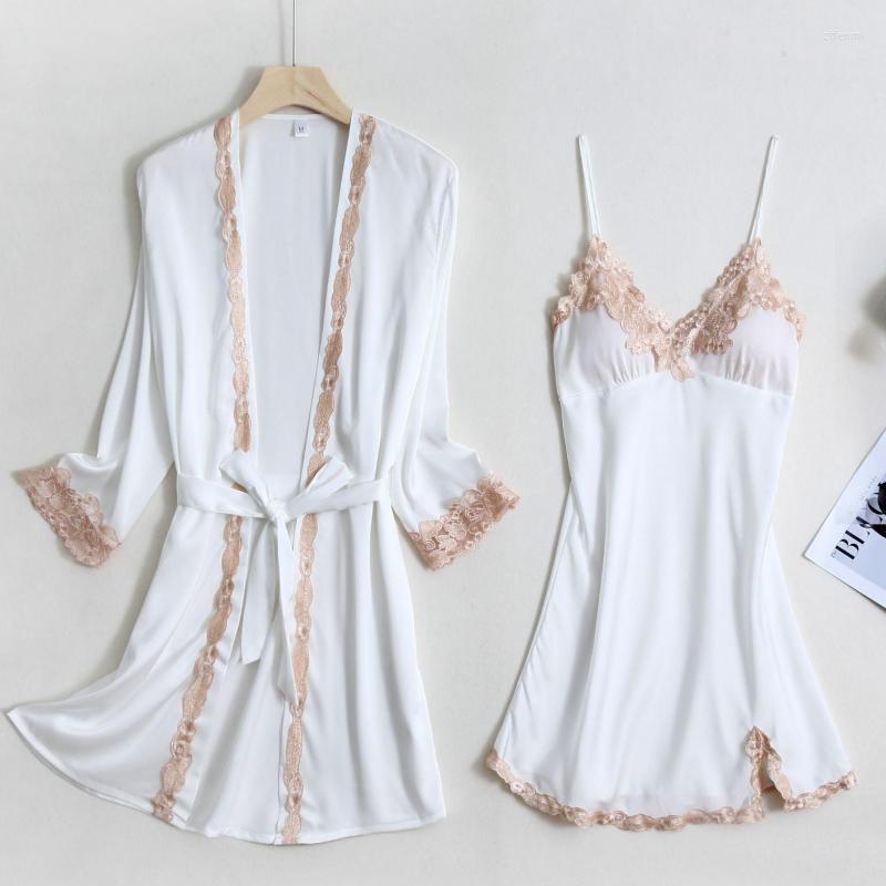 Women's Sleepwear Sexy Women Robe Set Kimono Gown White Lace Trim Wedding Nightgown Bride Bridesmaid Faux Silk Satin Bathrobe Home Dress, 2pcs burgundy a
Women's Sleepwear Sexy Women Robe Set Kimono Gown White Lace Trim Wedding Nightgown Bride Bridesmaid Faux Silk Satin Bathrobe Home Dress, 2pcs burgundy a