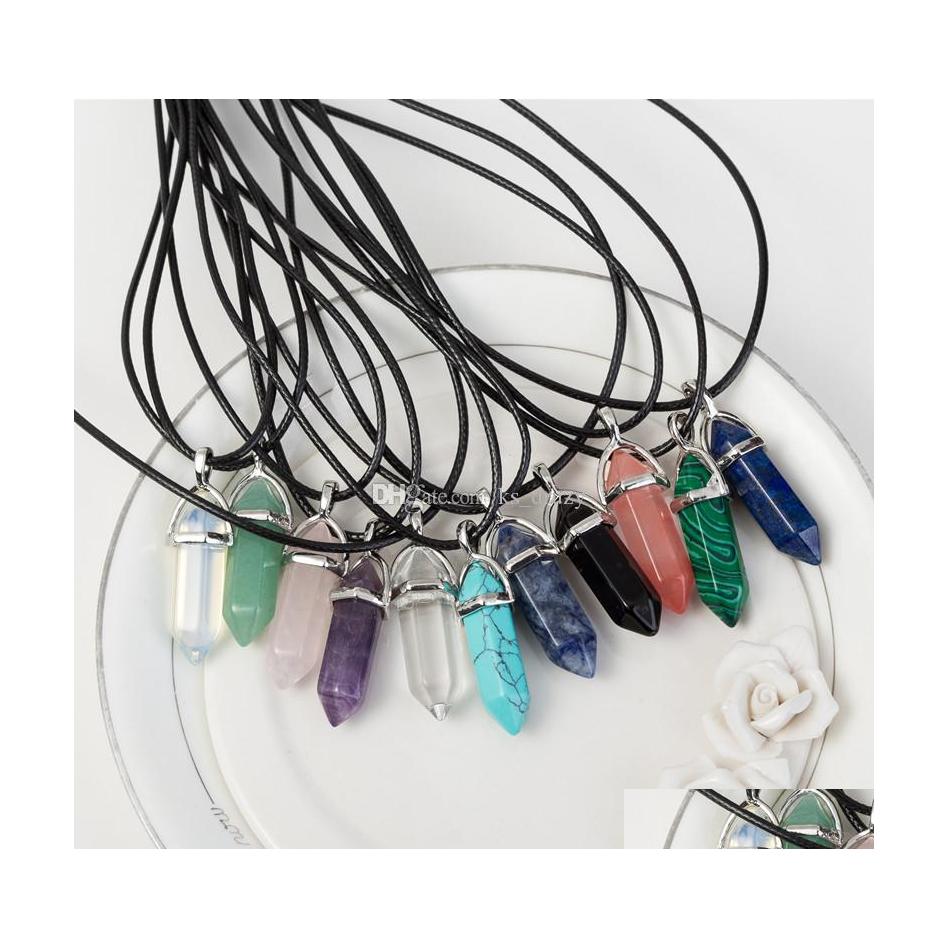 Pendant Necklaces Real Gem Pink Purple Crystal Hexagonal Reiki Point Chakra Natural Stone Pendants Necklace Women Jewelry Drop Delive Dh50G
Pendant Necklaces Real Gem Pink Purple Crystal Hexagonal Reiki Point Chakra Natural Stone Pendants Necklace Women Jewelry Drop Delive Dh50G