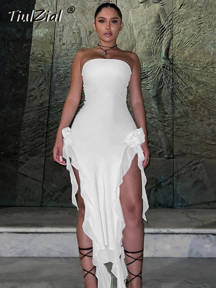 Casual Dresses TiulZial Strapless Tube Midi Sexy Floral Summer Off Shoulder Club Party Split Women White Black Outfits 230217
Casual Dresses TiulZial Strapless Tube Midi Sexy Floral Summer Off Shoulder Club Party Split Women White Black Outfits 230217