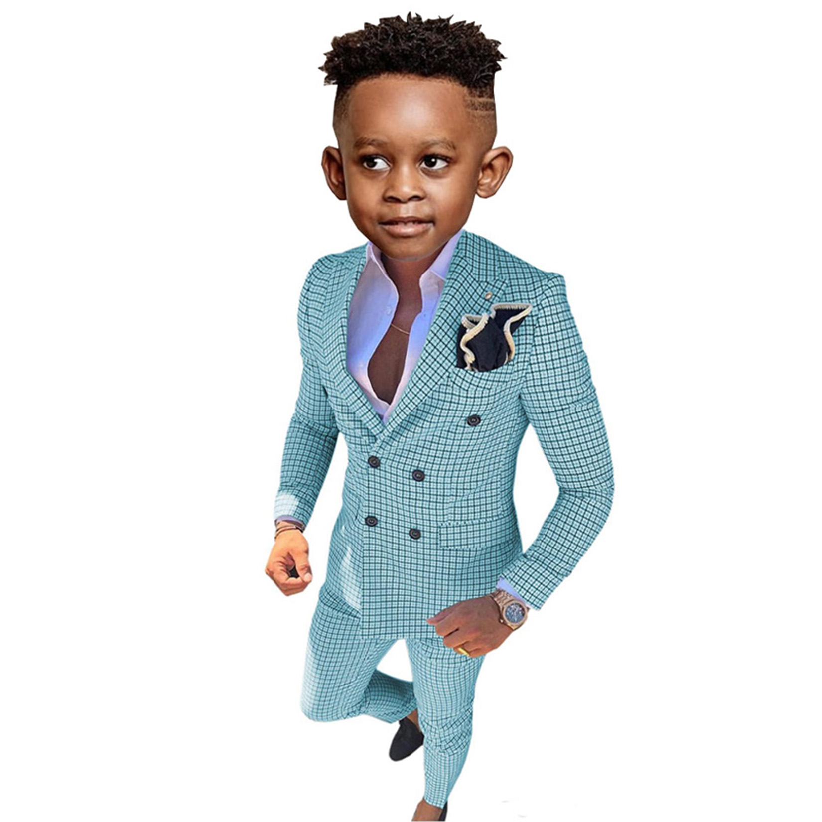 Formal Boy's Suit Wedding Wear Kids Jacket Pants 2-piece Set Child Suits Fashion Double Breasted Blazer Children Tuxedo Clothes