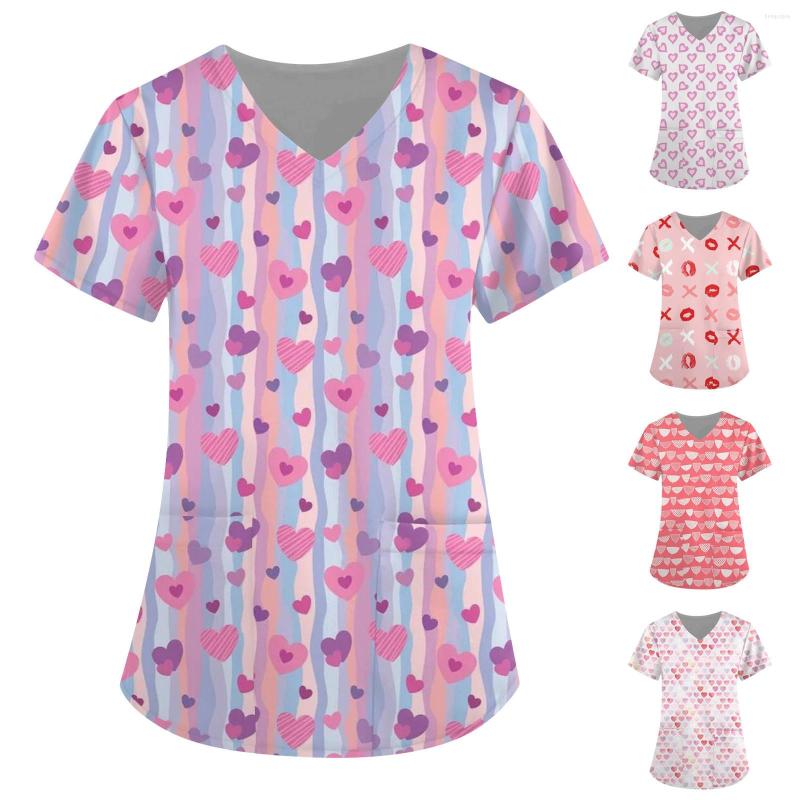 Women's T Shirts Valentine's Day Women's Cute Printed Short Sleeve V Neck Top Work Pocket Shirt Overalls, Red
Women's T Shirts Valentine's Day Women's Cute Printed Short Sleeve V Neck Top Work Pocket Shirt Overalls, Red