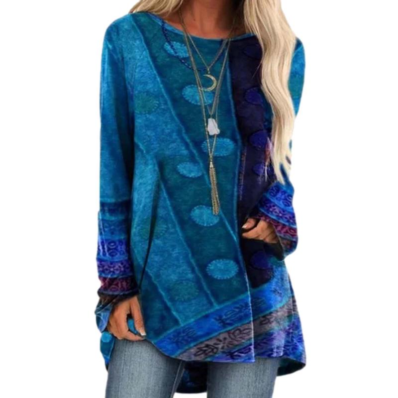 Women's T Shirts Women S Retro Print Loose Fit Round Neck Long Sleeve Top Explosive Wom, Blue
Women's T Shirts Women S Retro Print Loose Fit Round Neck Long Sleeve Top Explosive Wom, Blue