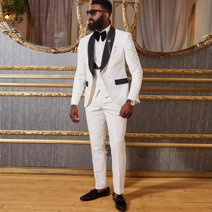 Fashion Three Piece Wedding Tuxedos White Suit Slim Jacket Pant Vest Men Suit For Grooms 2023 Slim Black Men Formal Prom Party Suit Costume Shawl Lapel Male Blazer
Fashion Three Piece Wedding Tuxedos White Suit Slim Jacket Pant Vest Men Suit For Grooms 2023 Slim Black Men Formal Prom Party Suit Costume Shawl Lapel Male Blazer