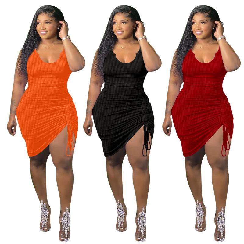 Casual Dresses Women Dress Drawstring Sleeveless Mini Solid Color Party Night Clubwear Knit Ribbed For Vestidos, Orange
Casual Dresses Women Dress Drawstring Sleeveless Mini Solid Color Party Night Clubwear Knit Ribbed For Vestidos, Orange