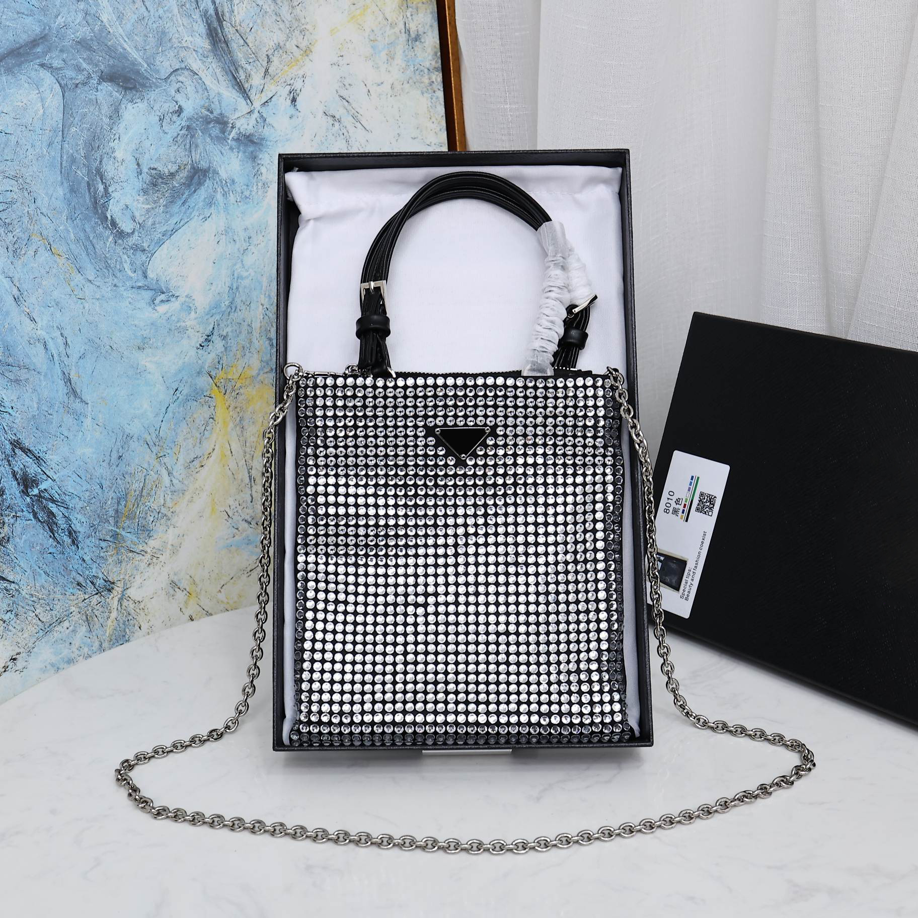 Chain Handbags for Women Classic Wallets Fashion Bling Bling Diamonds Shoulder Bag Silver Hardware Purses Female Girls Clutch Bag 88028#, Pink
Chain Handbags for Women Classic Wallets Fashion Bling Bling Diamonds Shoulder Bag Silver Hardware Purses Female Girls Clutch Bag 88028#, Pink