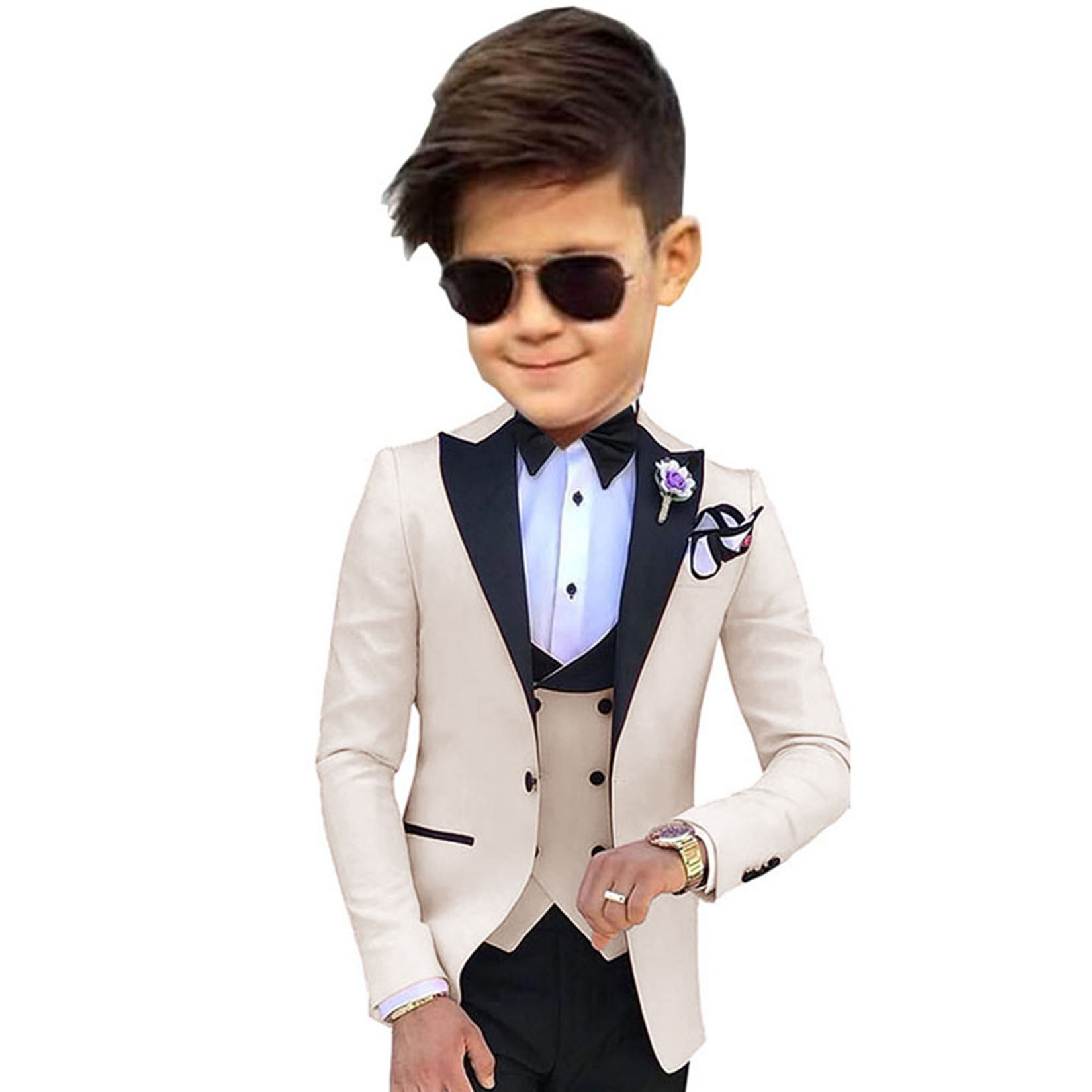 Formal Boys Suit Wedding Kids Tuxedo 3 Piece Jacket Pants Vest Set Child Blazer Custom Children Suits for 3-16 Years