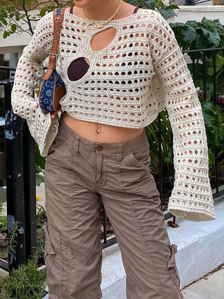 Women' Sweaters Hollow Out Cropped Knit Smock Top Vintage Loose Distressed Crochet Pullovers Casual Fairycore Chic Crop ClothWomen, Black
Women' Sweaters Hollow Out Cropped Knit Smock Top Vintage Loose Distressed Crochet Pullovers Casual Fairycore Chic Crop ClothWomen, Black