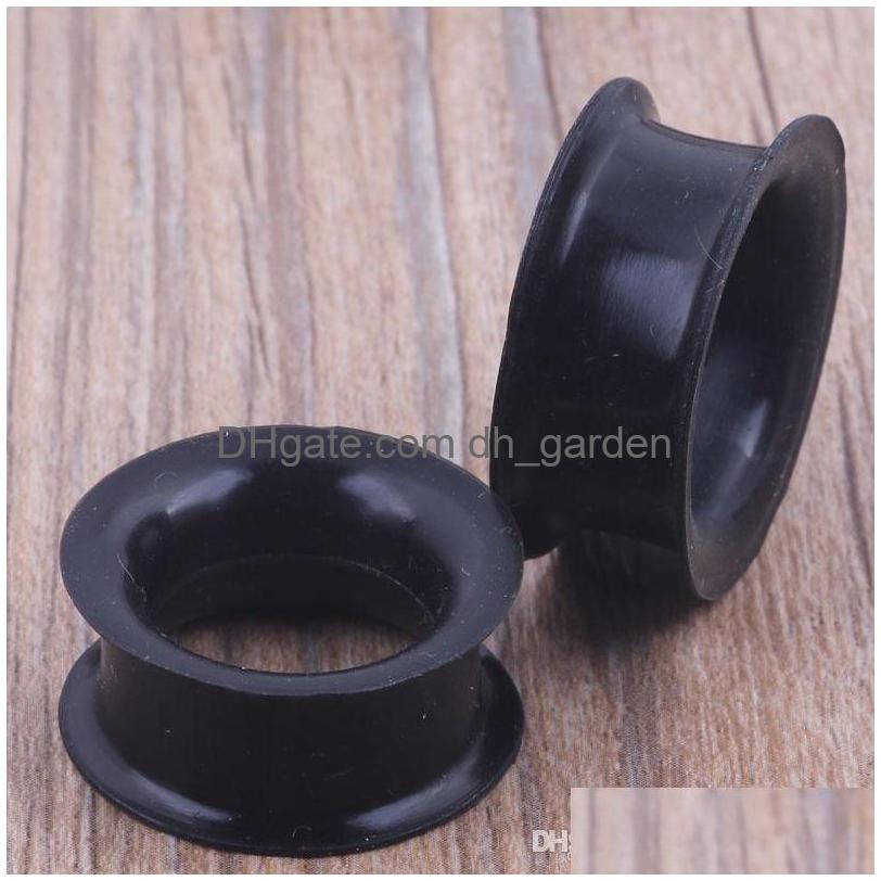 Plugs Tunnels Mix 425Mm Sile Double Flare Flesh Tunnel Ear Plug 96Pcs Black Color Body Jewelry Drop Delivery Dhgarden Dhb6T