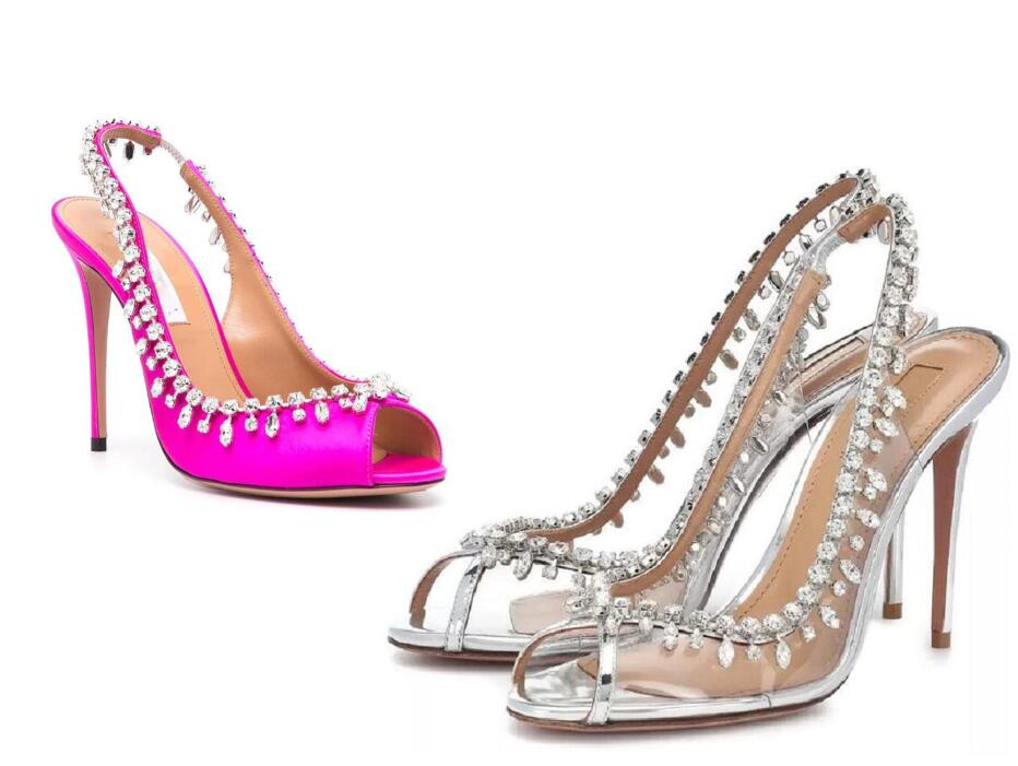 Aquzturas PVC designers womens sandals Temptation crystal sandals Heels crysta buckle party wedding dress shoes heel sexy back strap leather sole 
Aquzturas PVC designers womens sandals Temptation crystal sandals Heels crysta buckle party wedding dress shoes heel sexy back strap leather sole
