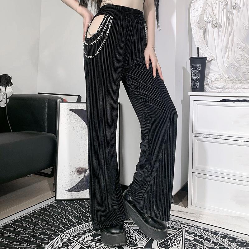 Women' Pants & Capris Dark High Waist Side Open Chain Sexy Straight Wide-leg European And American Street Casual Loose, Black
Women' Pants & Capris Dark High Waist Side Open Chain Sexy Straight Wide-leg European And American Street Casual Loose, Black
