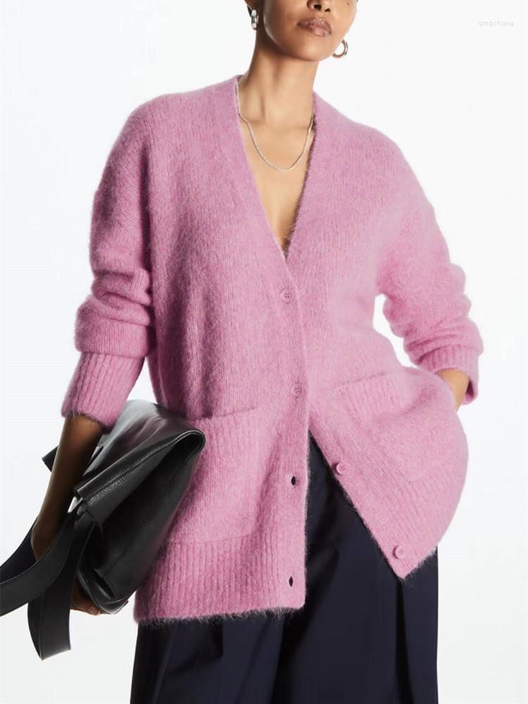 Women's Knits Solid Color Wool Blend Knitted Cardigan Loose Female Patch Pocket Casual Knit Top V-Neck Sweater Jacket, Green
Women's Knits Solid Color Wool Blend Knitted Cardigan Loose Female Patch Pocket Casual Knit Top V-Neck Sweater Jacket, Green