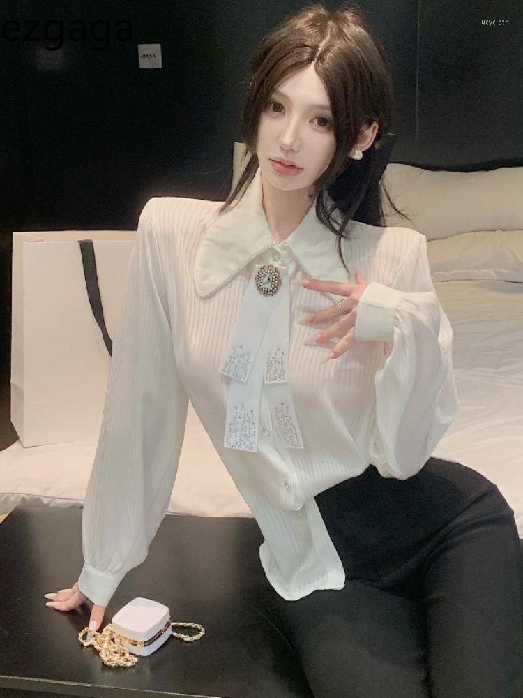 Women's Blouses Ezgaga Shirts Women Elegant Bow French Style Chic Ribbon Rhinestone Turn Down Collar Office Lady Blouse 2023 Spring White
Women's Blouses Ezgaga Shirts Women Elegant Bow French Style Chic Ribbon Rhinestone Turn Down Collar Office Lady Blouse 2023 Spring White