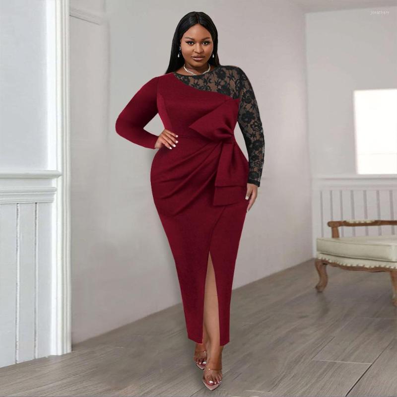 Plus Size Dresses Elegant For Women Fashion Lace Splicing Party Casual Temperament Bow Evening Dress Large Female, Navy blue
Plus Size Dresses Elegant For Women Fashion Lace Splicing Party Casual Temperament Bow Evening Dress Large Female, Navy blue