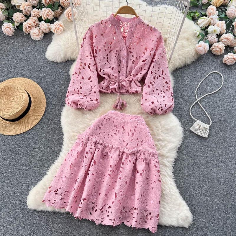 Work Dresses Spring Autumn Women Skirt Suits High Quality Hook Flower Hollow Lace Long Sleeve Short Top And Two Piece Set, Black
Work Dresses Spring Autumn Women Skirt Suits High Quality Hook Flower Hollow Lace Long Sleeve Short Top And Two Piece Set, Black