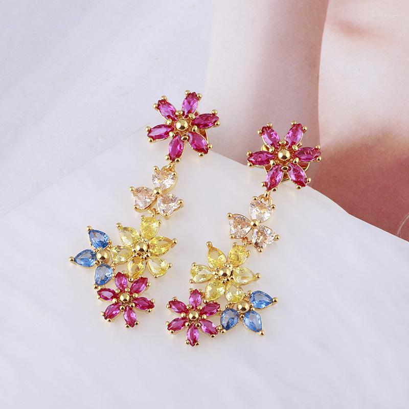 Dangle Earrings European And American Jewelry Shining Colorful Zircon Mori Flowers Love Petals Sweet
Dangle Earrings European And American Jewelry Shining Colorful Zircon Mori Flowers Love Petals Sweet