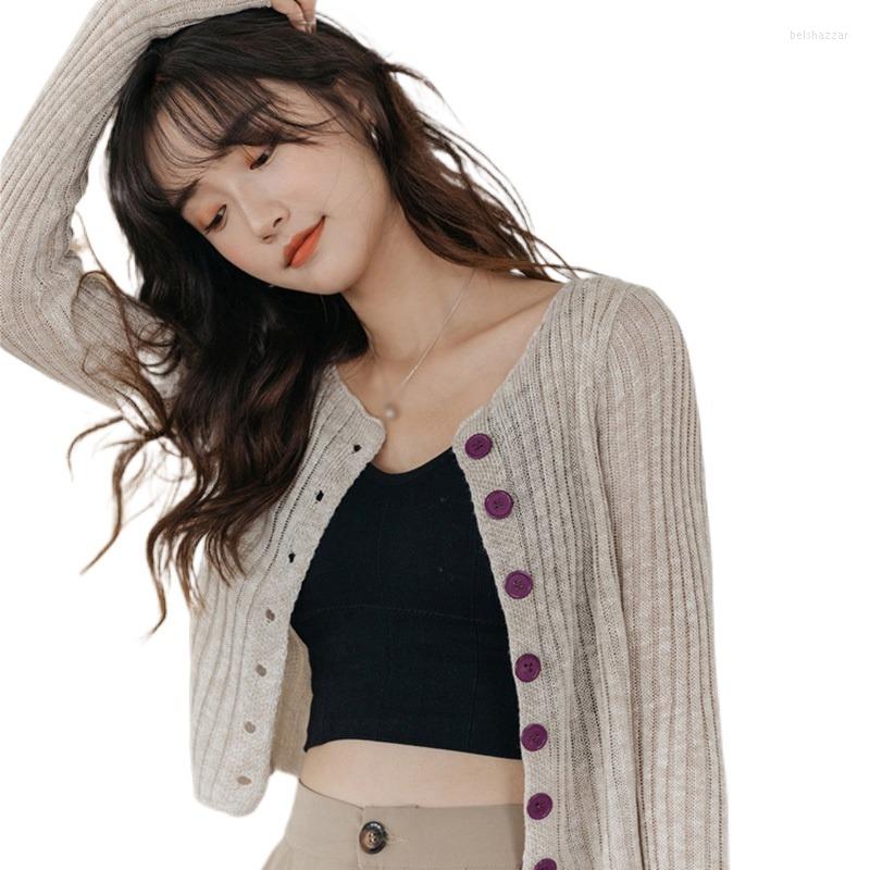 Women's Knits Women Solid Color Button Casual Knitted Sunscreen Long Sleeved Cardigan
Women's Knits Women Solid Color Button Casual Knitted Sunscreen Long Sleeved Cardigan