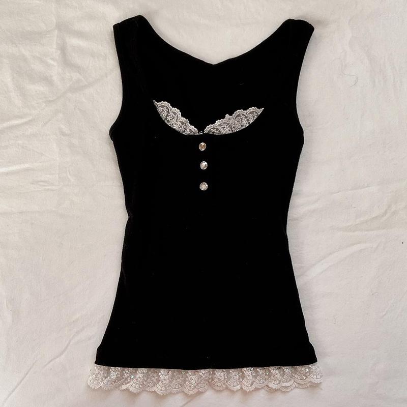 Women' Tanks 90s Vintage Aesthetics Lace Trim Button Crop Tops Y2K Retro Grunge Cute Milkmaid Summer Spaghetti Strap Camisole Vest, Black
Women' Tanks 90s Vintage Aesthetics Lace Trim Button Crop Tops Y2K Retro Grunge Cute Milkmaid Summer Spaghetti Strap Camisole Vest, Black