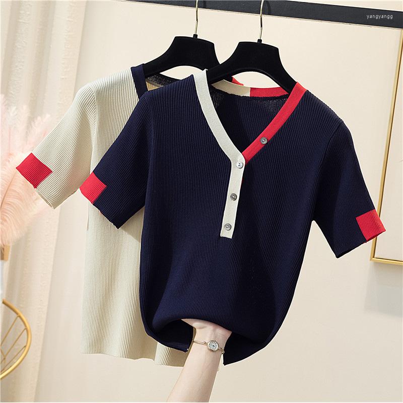 Women's Sweaters 4XL Size Women Patchwork Kintting Thin T-shirt 2023 Summer Short Sleeve V Neck Oversized Sweater Pullover, Blue
Women's Sweaters 4XL Size Women Patchwork Kintting Thin T-shirt 2023 Summer Short Sleeve V Neck Oversized Sweater Pullover, Blue