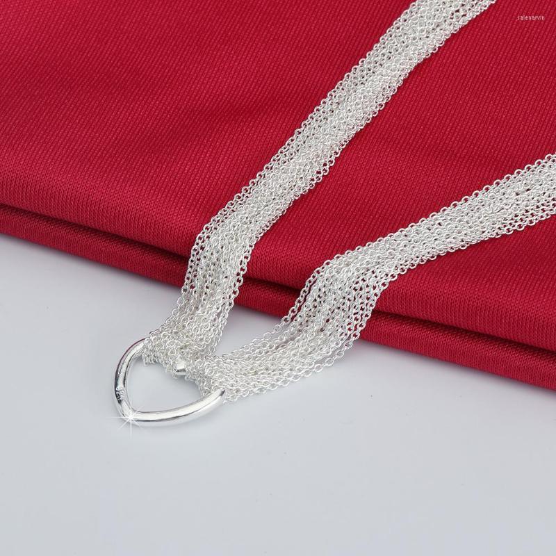

Chains 925 Color Silver Pretty Tassel Heart Necklace For Women Brands Fashion Luxury Designer Jewelry Party Wedding Gifts
