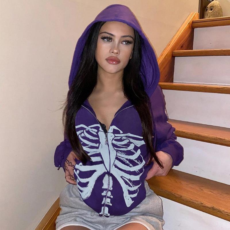 Women' Hoodies & Sweatshirts Hip Hop Goth Skeleton Print Autumn Winter Women Zipper Up Harajuku Sweatshirt Gothic Clothes Loose Jacket Coat, 002-color 1
Women' Hoodies & Sweatshirts Hip Hop Goth Skeleton Print Autumn Winter Women Zipper Up Harajuku Sweatshirt Gothic Clothes Loose Jacket Coat, 002-color 1