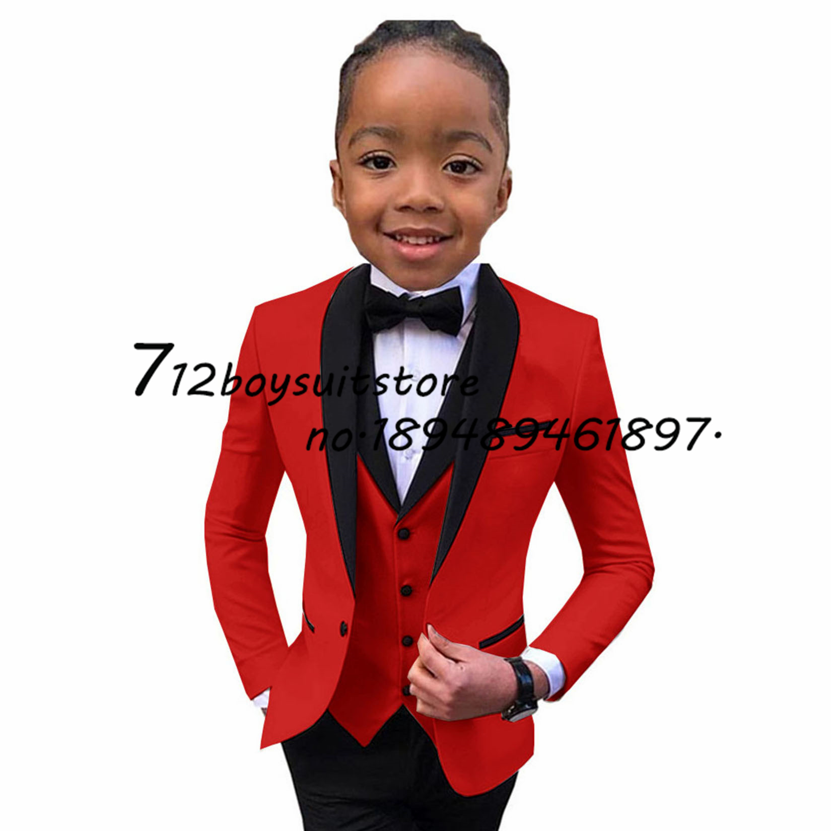 Formal Boys Suit 3 Pieces Wedding Tuxedo Kids Jacket Pants Vest Set Fashion Blazer Child Slim Fit Complete Clothes