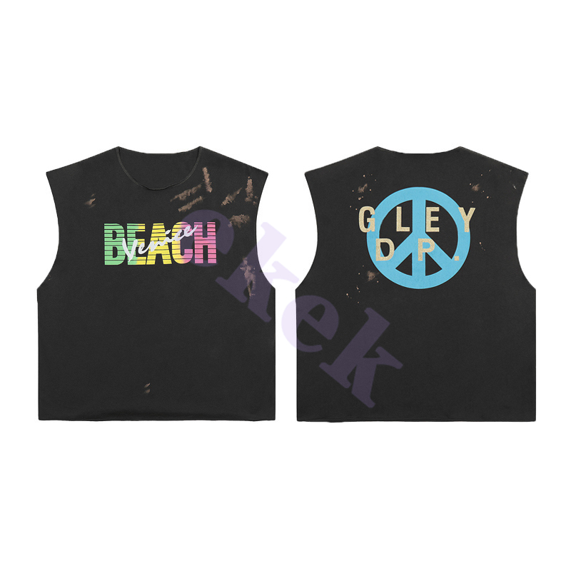 Luxury Fashion Brand Mens T Shirt Contrast Letter Sleeveless Tank Top Short Sleeve Round Neck Summer Loose T-shirt Top Black