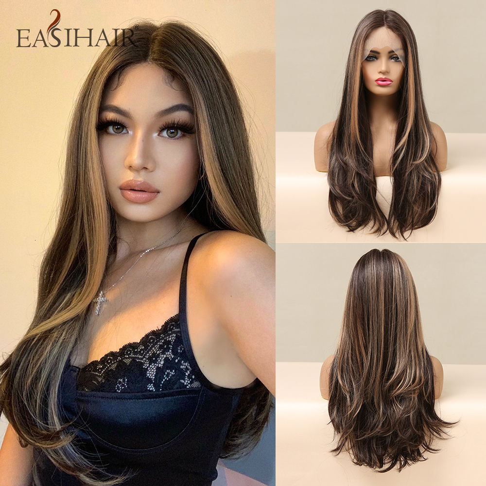 Lace Wigs EASIHAIR Long Brown Front Synthetic Natural Hair Blonde Highlight Frontal Wig for Women Cosplay High Density 230217, Ombre color
Lace Wigs EASIHAIR Long Brown Front Synthetic Natural Hair Blonde Highlight Frontal Wig for Women Cosplay High Density 230217, Ombre color