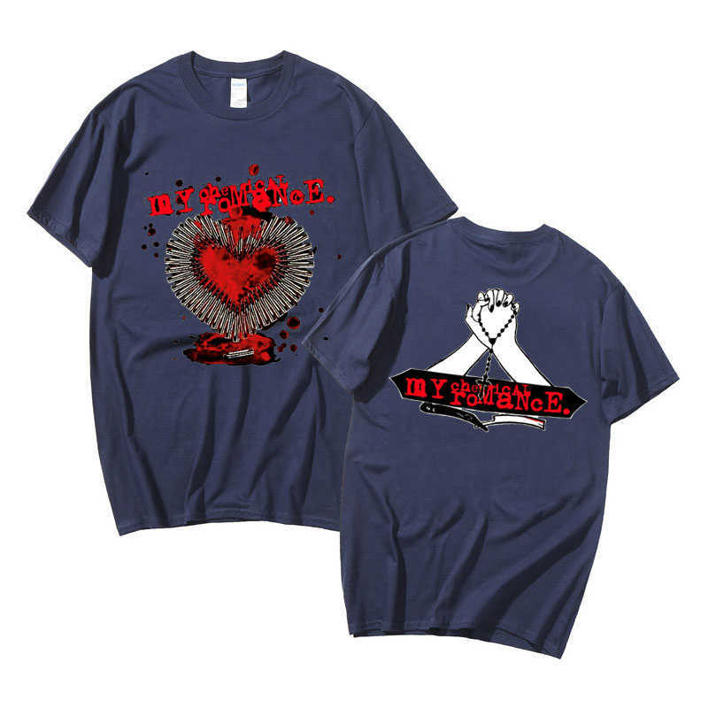 Men's T-Shirts Rock Band Male Black Casual Short Sleeve Tees My Chemical Romance Heart Bullets Tshirt Men Women Oversized Hip Hop Tshirt Tops J23