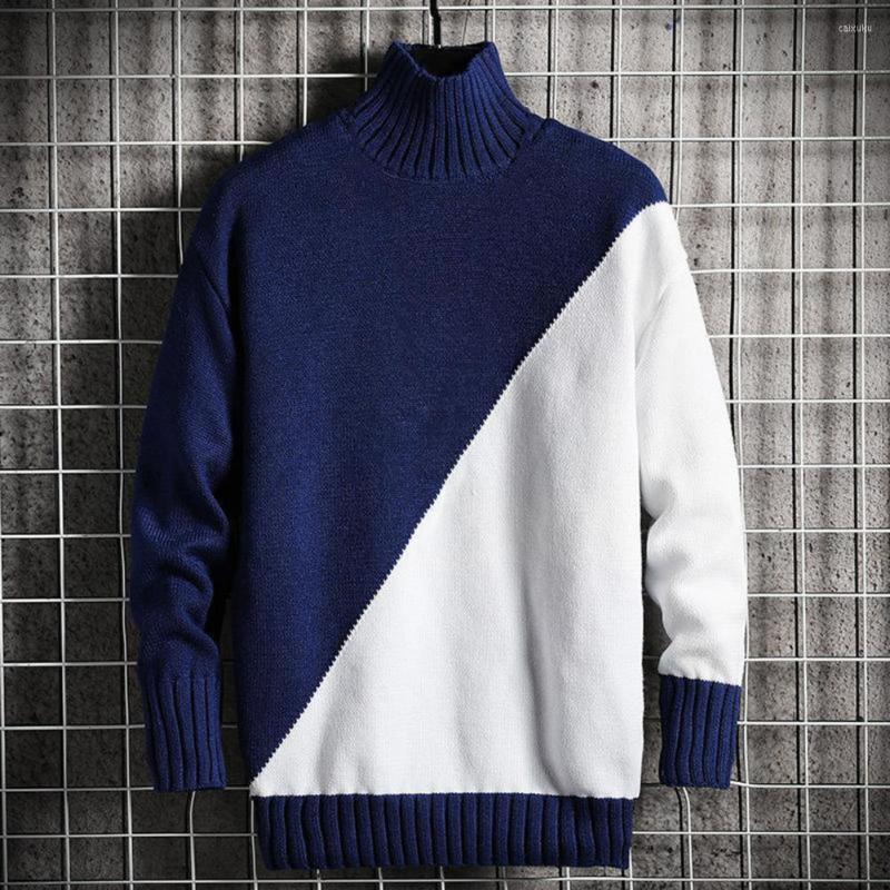 Men's Sweaters Men Sweater Contrast Colors High Collar Long Sleeve Loose Winter For Daily Wear, Navy blue
Men's Sweaters Men Sweater Contrast Colors High Collar Long Sleeve Loose Winter For Daily Wear, Navy blue