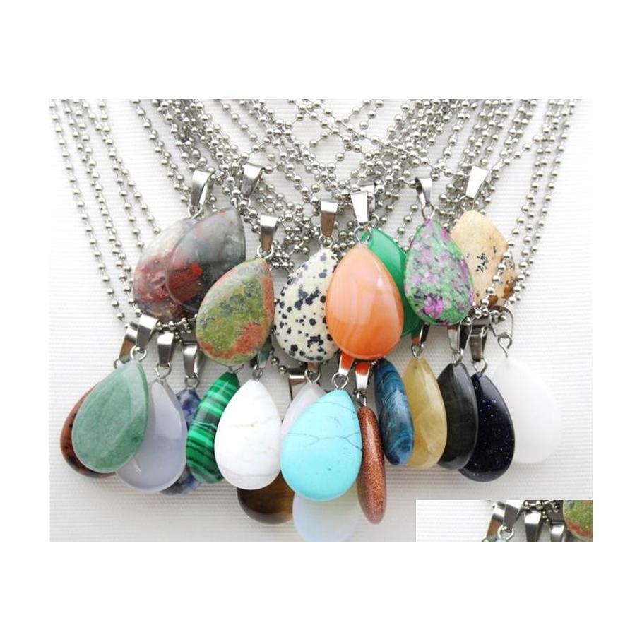 Pendant Necklaces Stainless Chain Water Drop Stone Quartz Crystal Agates Turquoises Malachite Jewelry Making Necklace Accessories De Dhre5
Pendant Necklaces Stainless Chain Water Drop Stone Quartz Crystal Agates Turquoises Malachite Jewelry Making Necklace Accessories De Dhre5