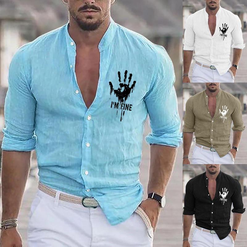Men's T Shirts Men Printing Casual Loose Shirt Cotton Linen Long Sleeve Stand Collar Plain For Bulk, Light blue 
Men's T Shirts Men Printing Casual Loose Shirt Cotton Linen Long Sleeve Stand Collar Plain For Bulk, Light blue