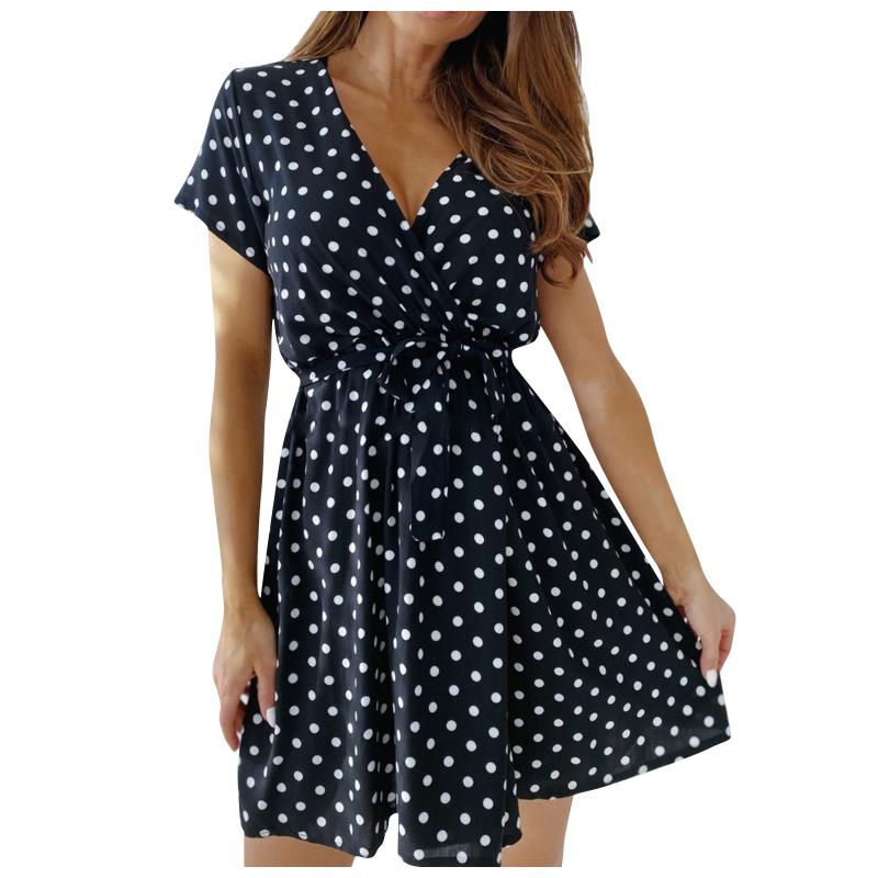 Casual Dresses Sexy Dress Women Summer 2023 V-neck Short Sleeve Polka Dot Print Slim Fit Tie Vestidos Mujer, Black
Casual Dresses Sexy Dress Women Summer 2023 V-neck Short Sleeve Polka Dot Print Slim Fit Tie Vestidos Mujer, Black