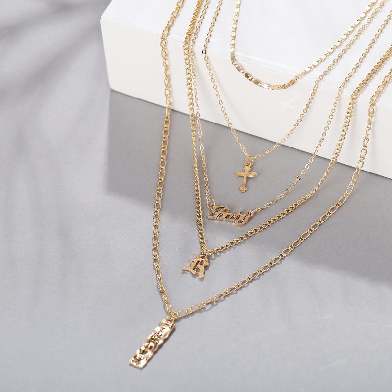 Chains Simple Retro Multilayer Necklaces For Women Boho Letter Cross Layered Chain Choker Jewelry Gifts Wholesale 2023
Chains Simple Retro Multilayer Necklaces For Women Boho Letter Cross Layered Chain Choker Jewelry Gifts Wholesale 2023