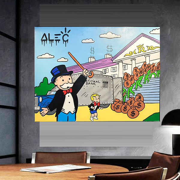 Alec Monopoly Graffiti Handcraft Oil Painting on Canvas,"richie loading out bank" home decor wall art painting,24*32inch no stretched
Alec Monopoly Graffiti Handcraft Oil Painting on Canvas,"richie loading out bank" home decor wall art painting,24*32inch no stretched